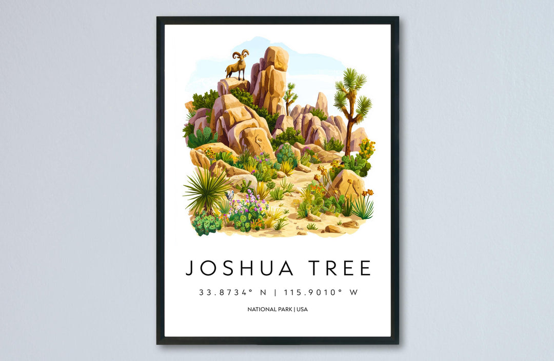 Joshua Tree Watercolor Poster Joshua Tree Travel Print California Wall Art Desert Landscape Decor Joshua Tree Scene Nature Print