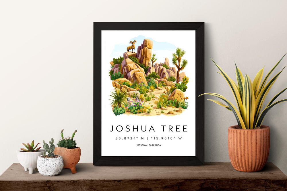 Joshua Tree Watercolor Poster Joshua Tree Travel Print California Wall Art Desert Landscape Decor Joshua Tree Scene Nature Print