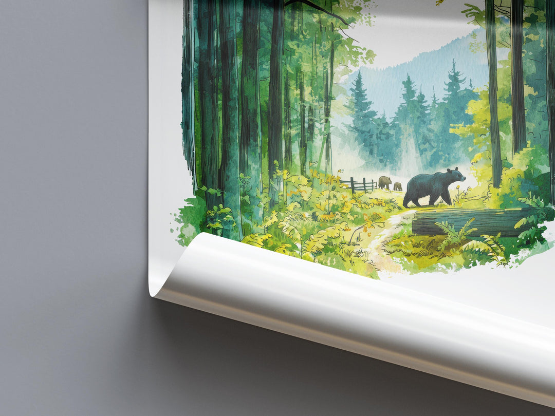 Great Smoky Mountains Watercolor Poster Smoky Mountains Travel Print Tennessee Wall Art Mountain Landscape Park Decor Scenic Nature Print