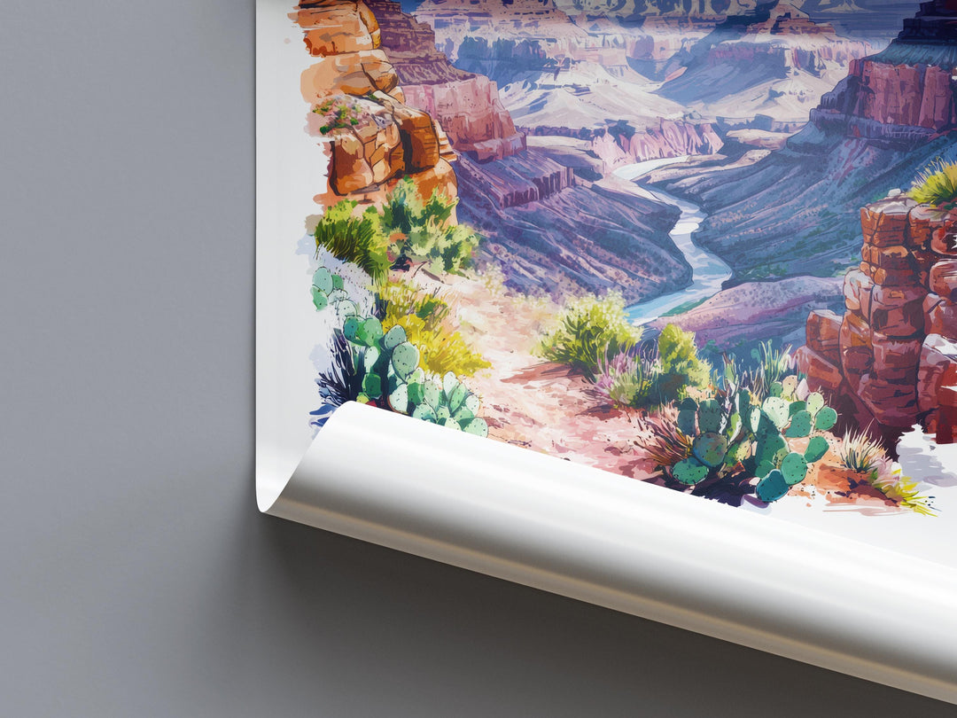 Grand Canyon Watercolor Poster Grand Canyon Travel Print Arizona Wall Art Grand Canyon Decor Southwest Landscape Nature Scene Print