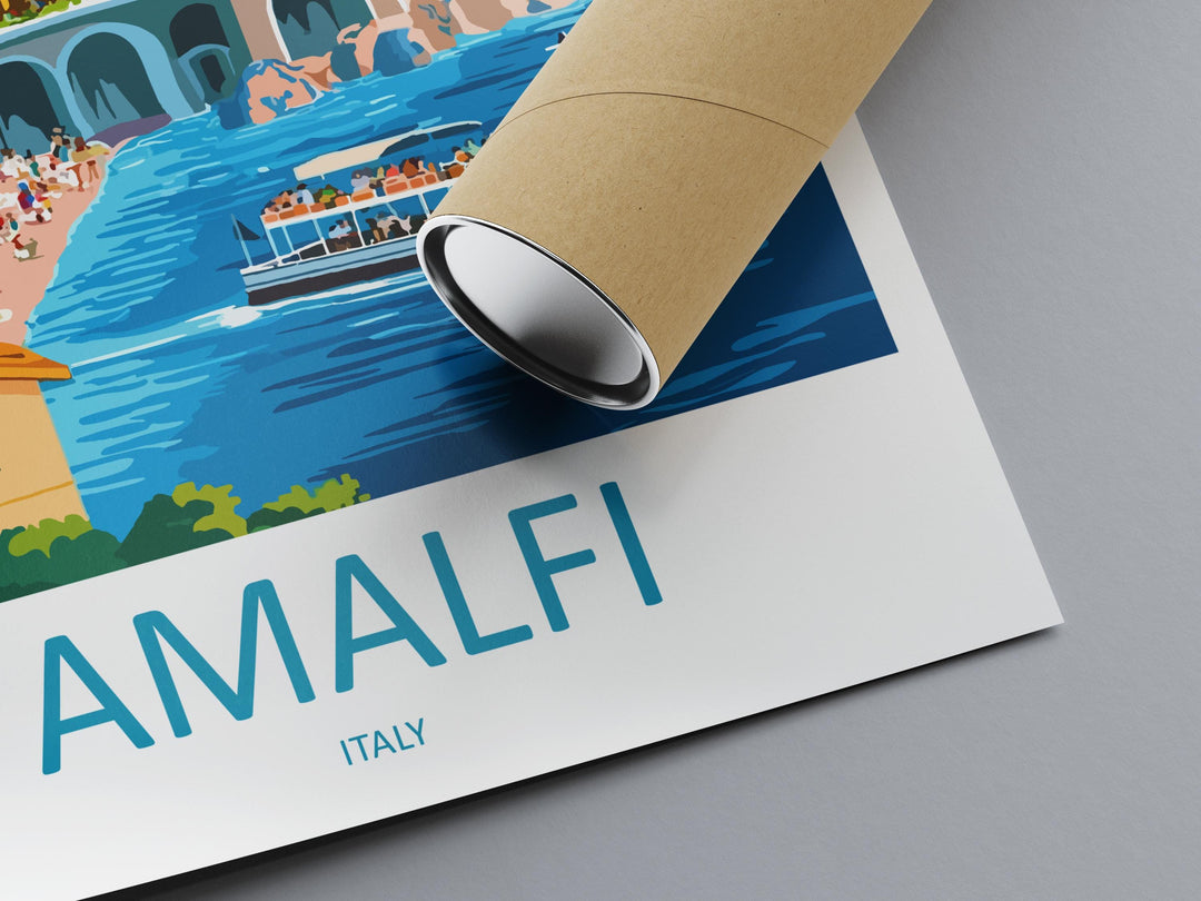 Amalfi Coast Travel Poster Italy Wall Art Positano View Cityscape Print Urban Decor Italy Gift Souvenir Scene Europe Beach Landmark Art