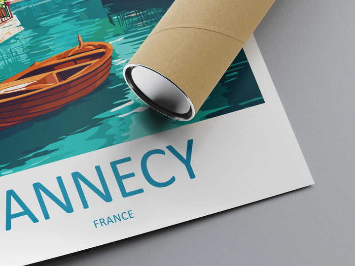 Annecy Travel Poster France Wall Art Lake View Cityscape Print Urban Decor France Gift Souvenir Scene Europe Alpine Landmark Art