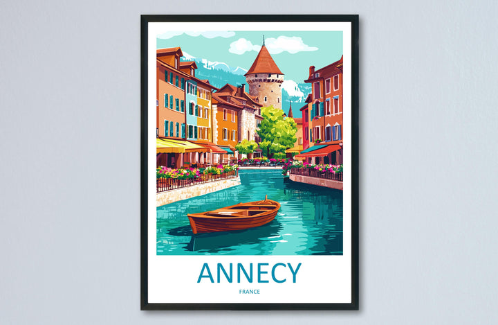 Annecy Travel Poster France Wall Art Lake View Cityscape Print Urban Decor France Gift Souvenir Scene Europe Alpine Landmark Art