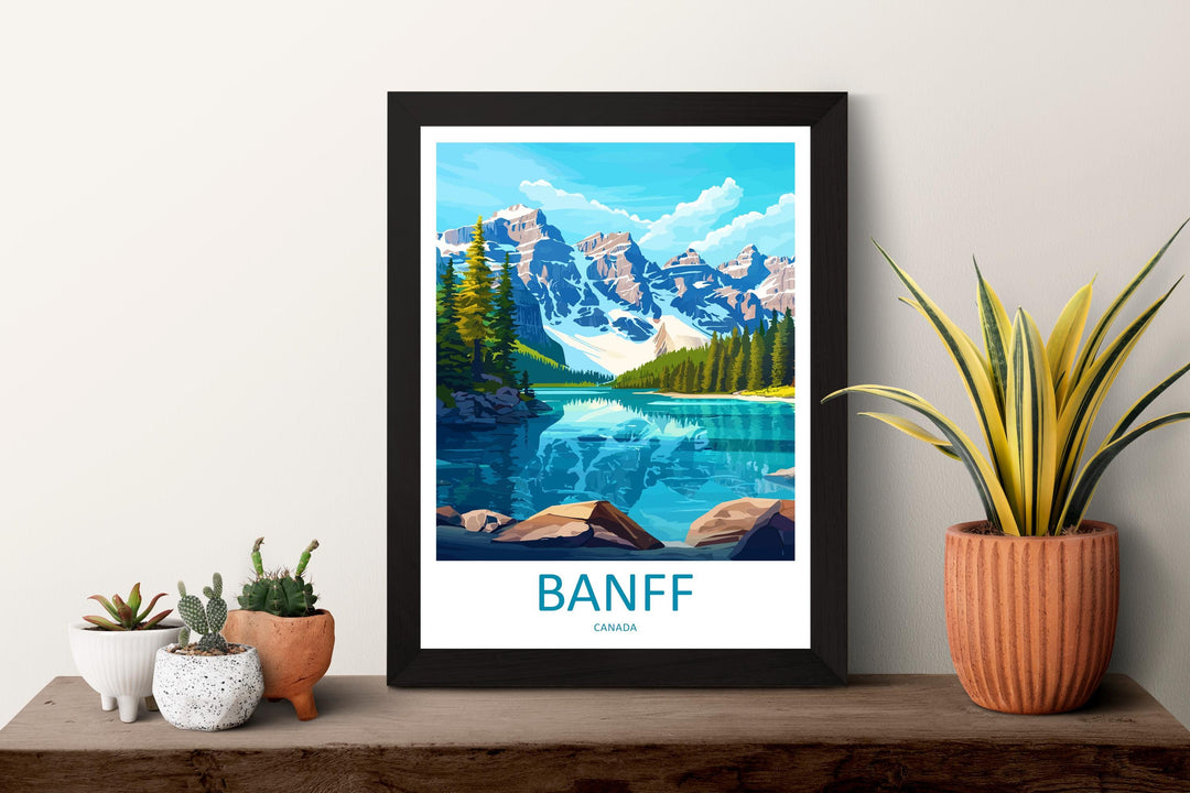 Banff Travel Poster Canada Wall Art Mountains Lake Print Nature Decor Canada Gift Souvenir Scene North America Alpine Art