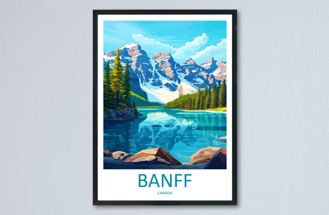 Banff Travel Poster Canada Wall Art Mountains Lake Print Nature Decor Canada Gift Souvenir Scene North America Alpine Art
