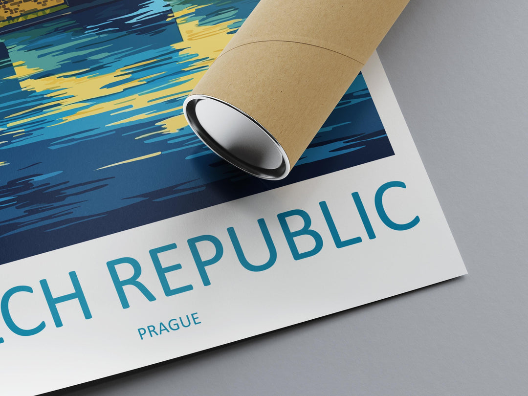 Czech Republic Travel Poster Europe Wall Art Prague Cityscape Print Urban Decor Czech Gift Souvenir Scene European Landmark Art