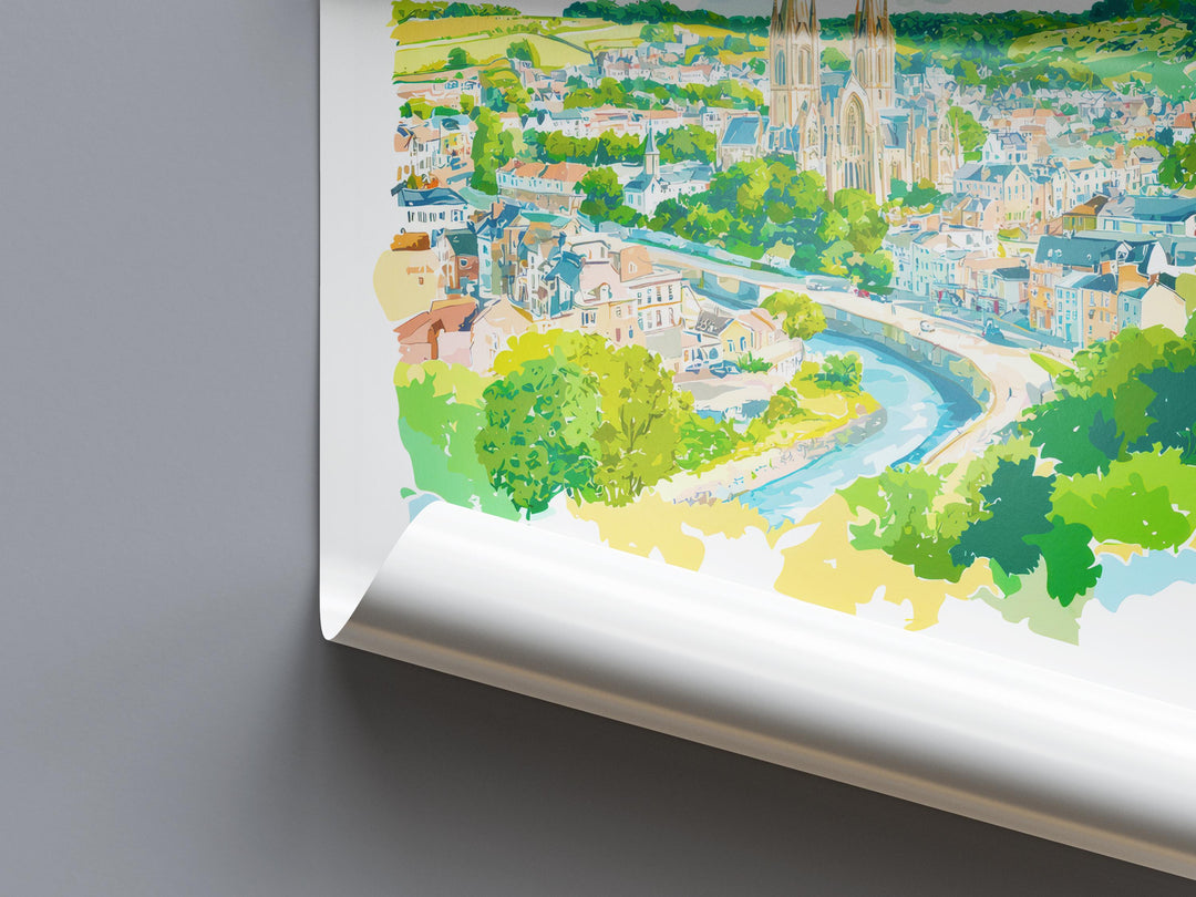 Truro Watercolor Poster Truro Cornwall Travel Print Wall Art Truro Home Decor Truro Gift Art Lovers UK Cathedral City