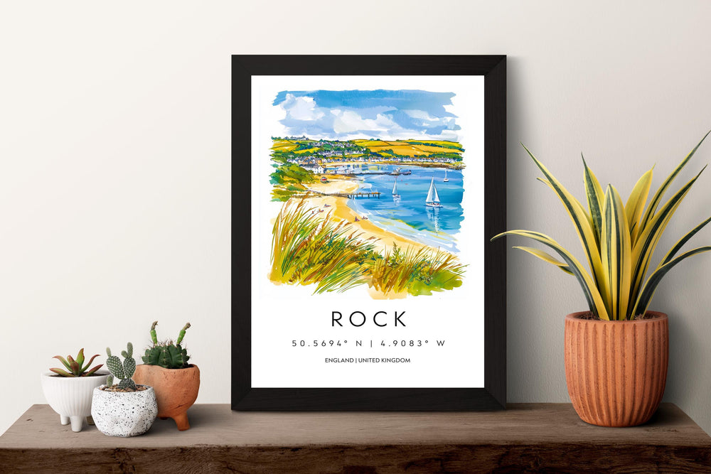 Rock Cornwall Watercolor Poster Rock Cornwall Travel Print Wall Art Rock Home Decor Rock Gift Art Lovers UK Estuary View
