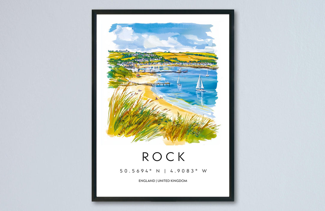 Rock Cornwall Watercolor Poster Rock Cornwall Travel Print Wall Art Rock Home Decor Rock Gift Art Lovers UK Estuary View