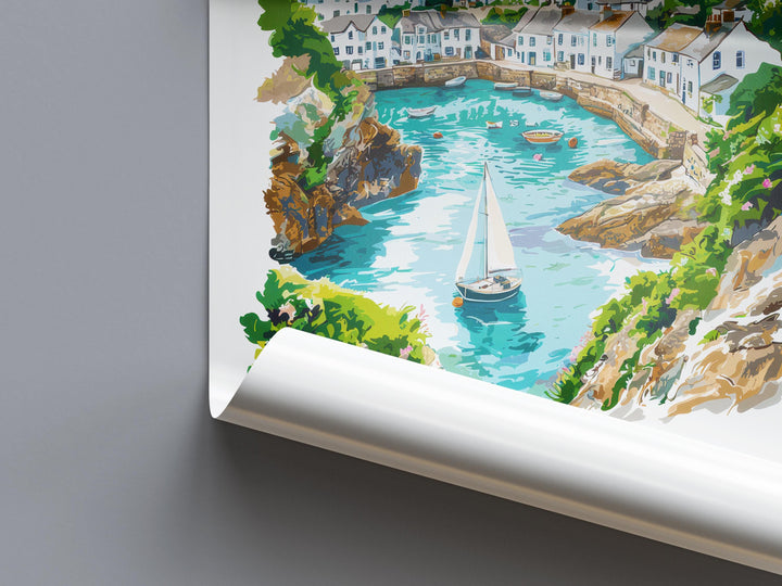 Polperro Watercolor Poster Polperro Cornwall Travel Print Wall Art Polperro Home Decor Polperro Gift Art Lovers UK Fishing Village
