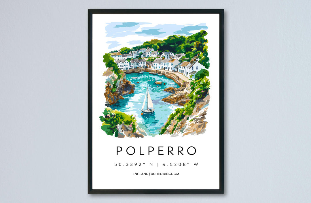Polperro Watercolor Poster Polperro Cornwall Travel Print Wall Art Polperro Home Decor Polperro Gift Art Lovers UK Fishing Village