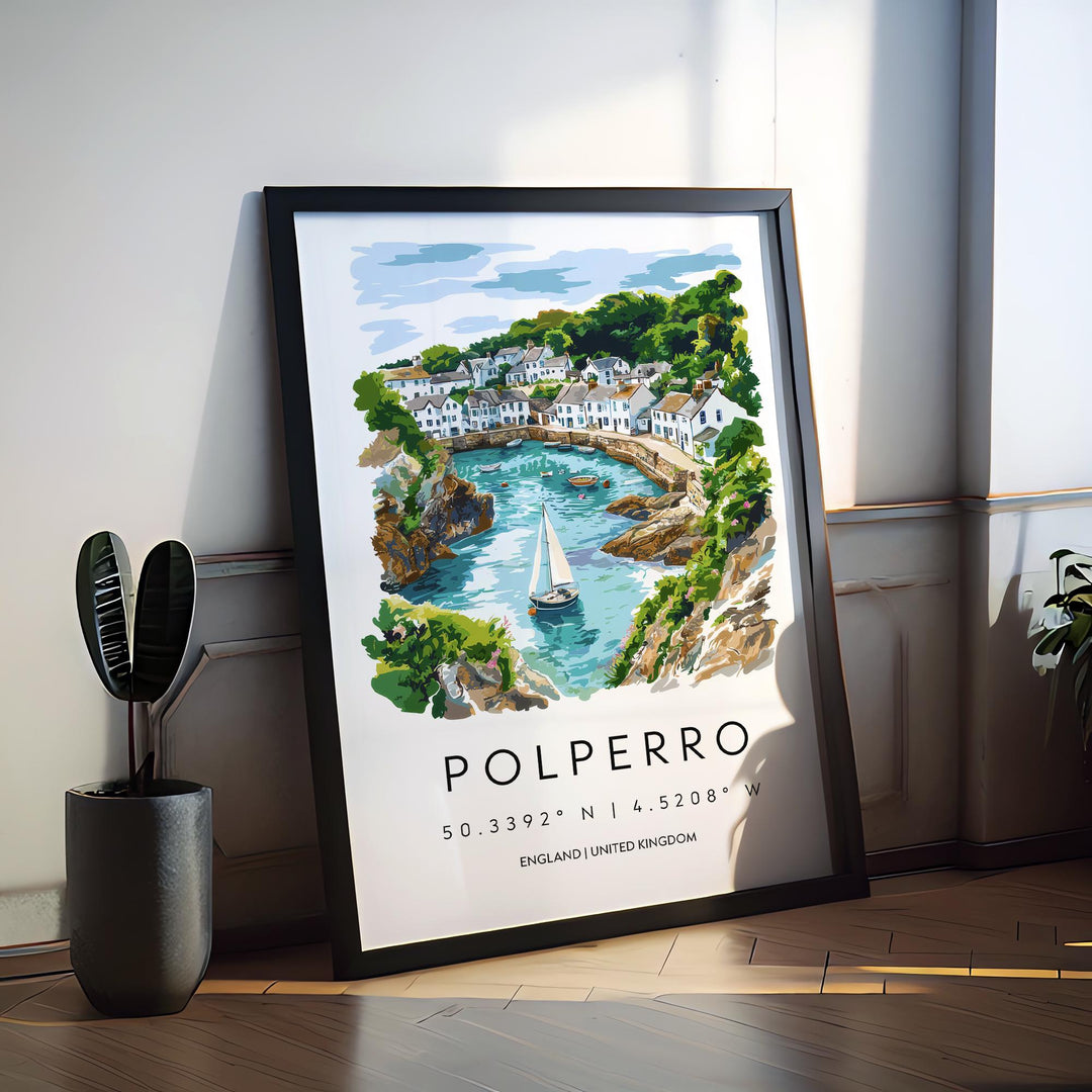 Polperro Watercolor Poster Polperro Cornwall Travel Print Wall Art Polperro Home Decor Polperro Gift Art Lovers UK Fishing Village