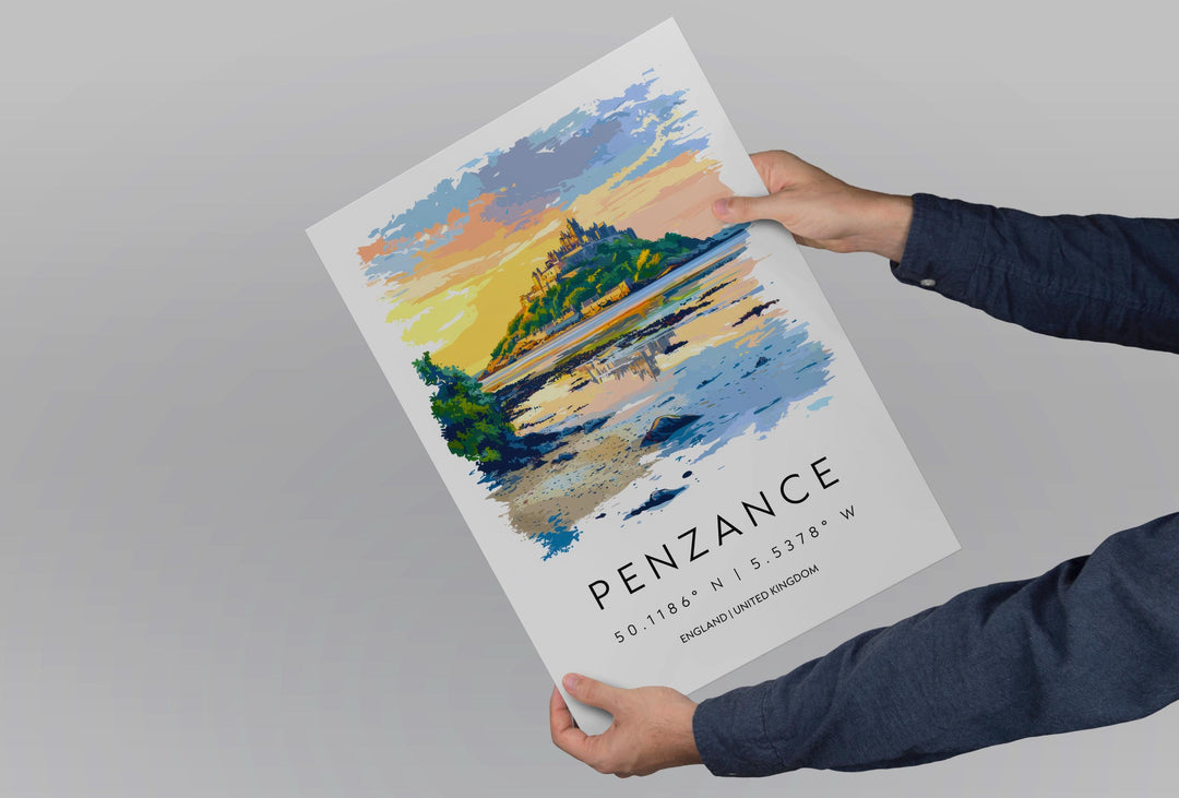 Penzance Watercolor Poster Penzance Cornwall Travel Print Wall Art Penzance Home Decor Penzance Gift Art Lovers UK Coastal Town