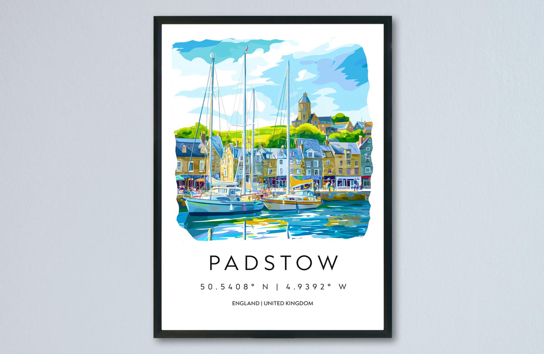 Padstow Watercolor Poster Padstow Cornwall Travel Print Wall Art Padstow Home Decor Padstow Gift Art Lovers UK Fishing Port