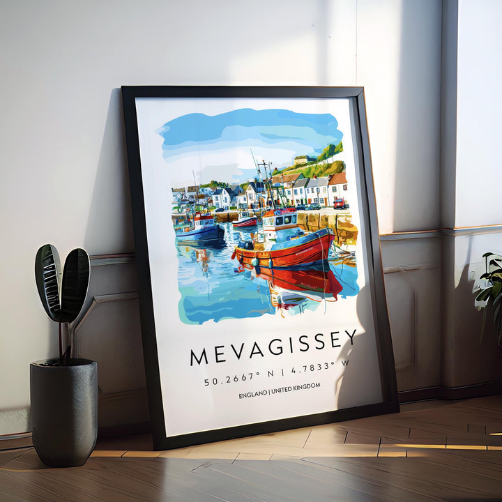 Mevagissey Watercolor Poster Mevagissey Cornwall Travel Print Wall Art Mevagissey Home Decor Mevagissey Gift Art Lovers UK Fishing Village