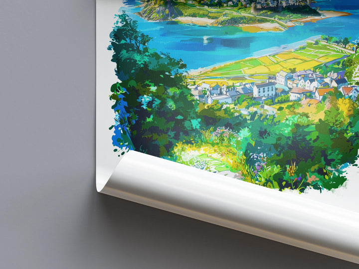 Marazion Watercolor Poster Marazion Cornwall Travel Print Wall Art Marazion Home Decor Marazion Gift Art Lovers UK St Michaels Mount