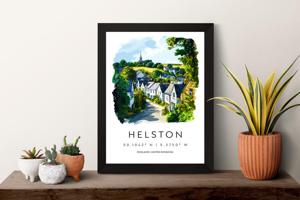 Helston Watercolor Poster Helston Cornwall Travel Print Wall Art Helston Home Decor Helston Gift Art Lovers UK
