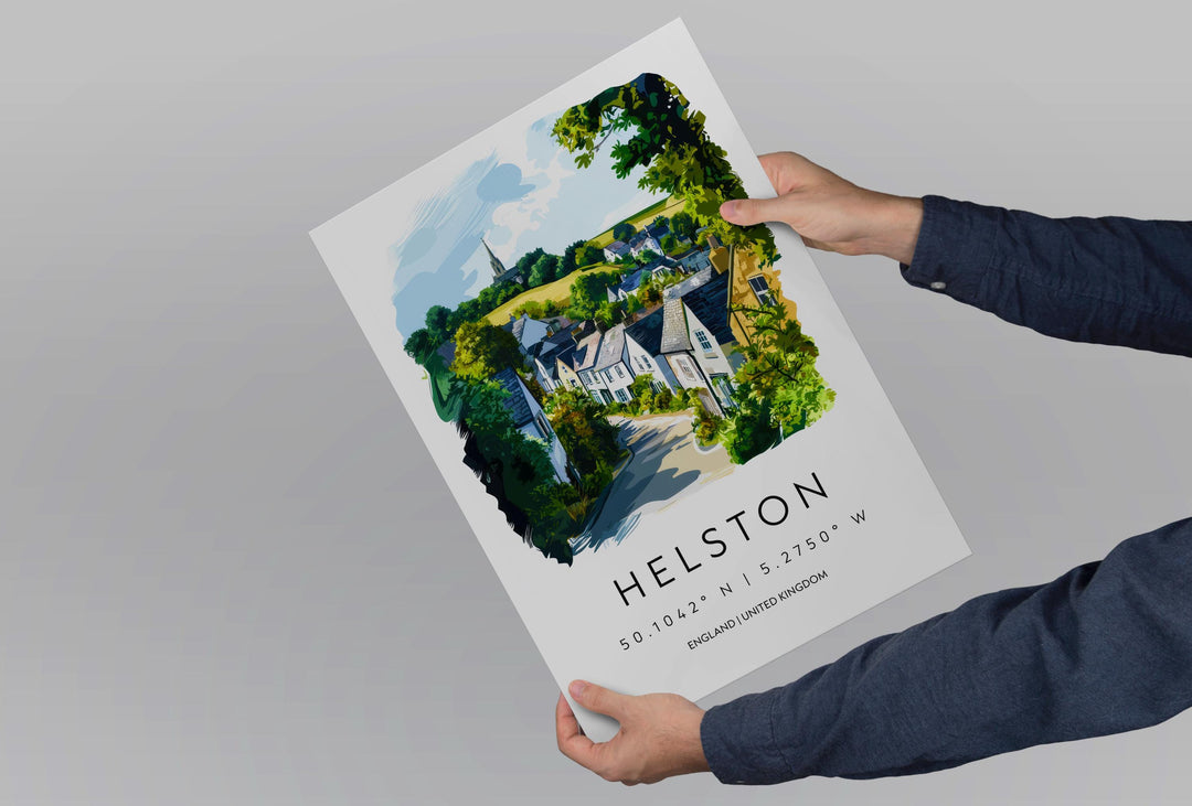 Helston Watercolor Poster Helston Cornwall Travel Print Wall Art Helston Home Decor Helston Gift Art Lovers UK