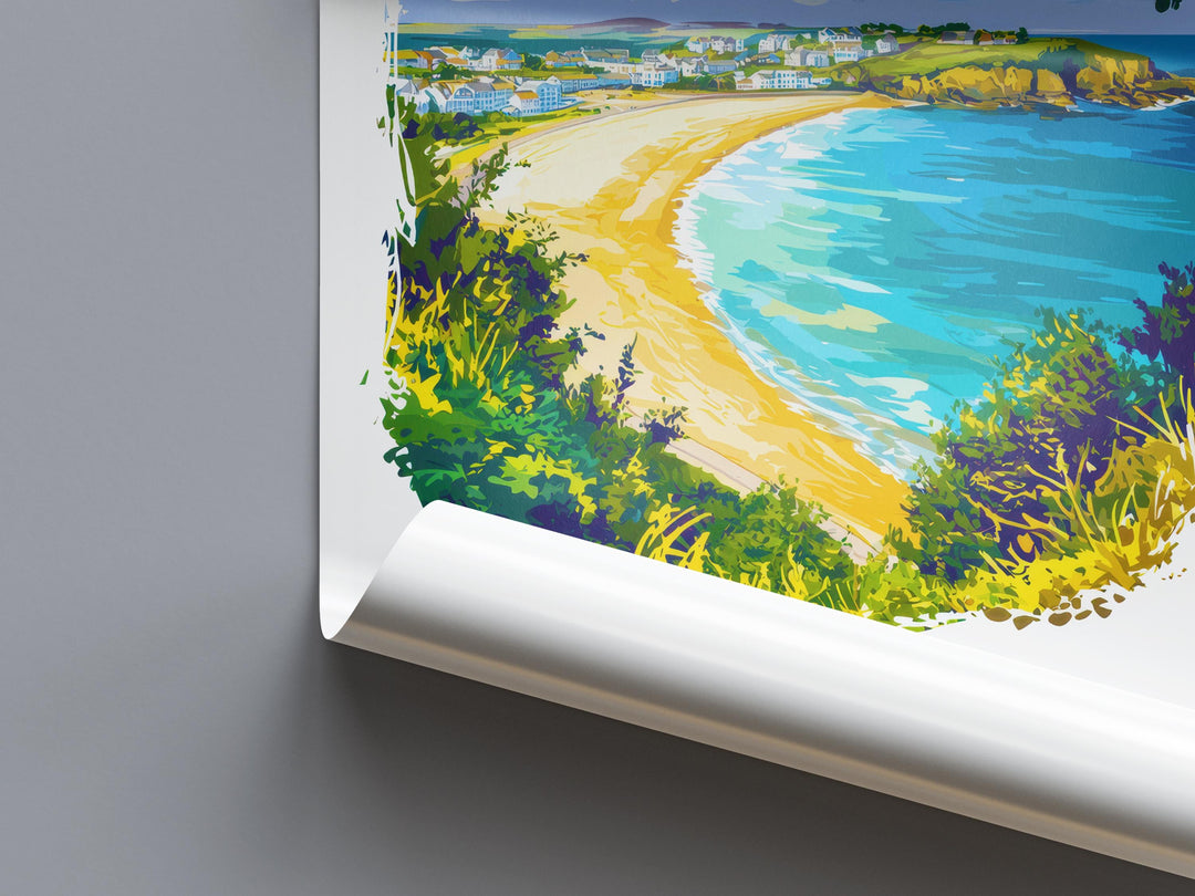 Carbis Bay Watercolor Poster Carbis Bay Cornwall Travel Print Wall Art Carbis Bay Home Decor Carbis Bay Gift Art Lovers UK Beach