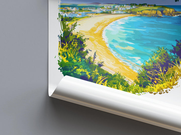 Carbis Bay Watercolor Poster Carbis Bay Cornwall Travel Print Wall Art Carbis Bay Home Decor Carbis Bay Gift Art Lovers UK Beach