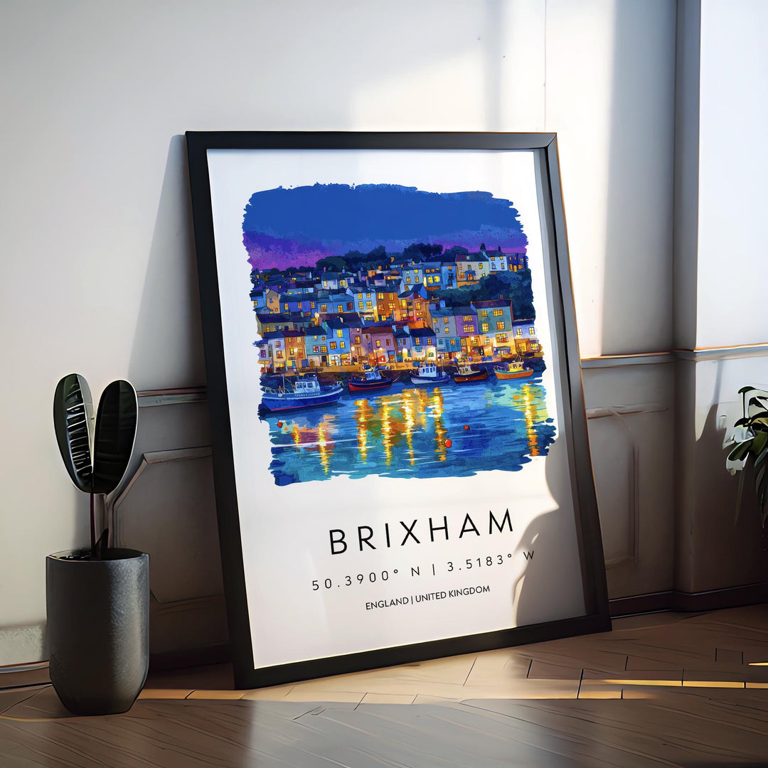 Brixham Watercolor Poster Brixham Devon Travel Print Wall Art Brixham Home Decor Brixham Gift Art Lovers UK Fishing Town