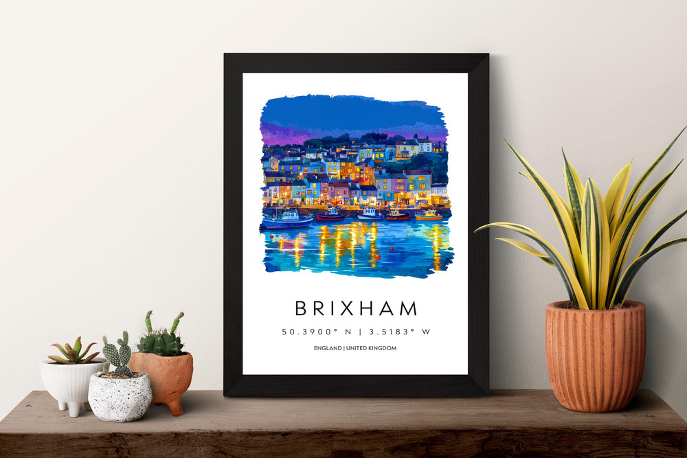 Brixham Watercolor Poster Brixham Devon Travel Print Wall Art Brixham Home Decor Brixham Gift Art Lovers UK Fishing Town