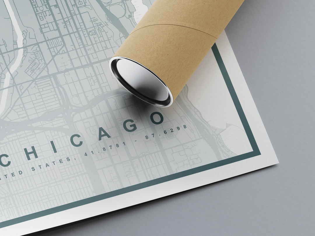 Chicago Map Print (8 COLOURS AVAILABLE) Chicago City Poster Illinois Wall Art Chicago Decor Street Map Art Urban Chicago Illustration Travel