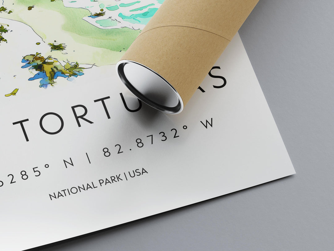 Dry Tortugas Watercolor Poster Dry Tortugas Travel Print Florida Wall Art Dry Tortugas Decor Fort Jefferson Island Ocean Scene Print