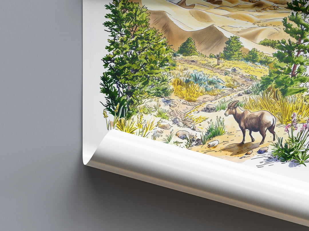 Death Valley Watercolor Poster Death Valley Travel Print California Wall Art Desert Landscape Decor Death Valley Scene Nature Print