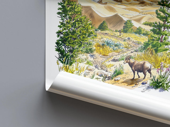 Death Valley Watercolor Poster Death Valley Travel Print California Wall Art Desert Landscape Decor Death Valley Scene Nature Print