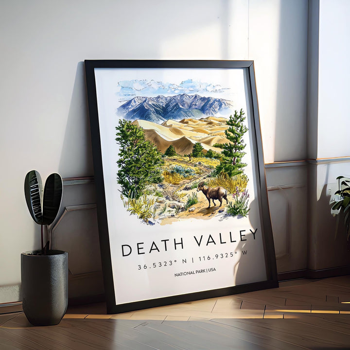 Death Valley Watercolor Poster Death Valley Travel Print California Wall Art Desert Landscape Decor Death Valley Scene Nature Print