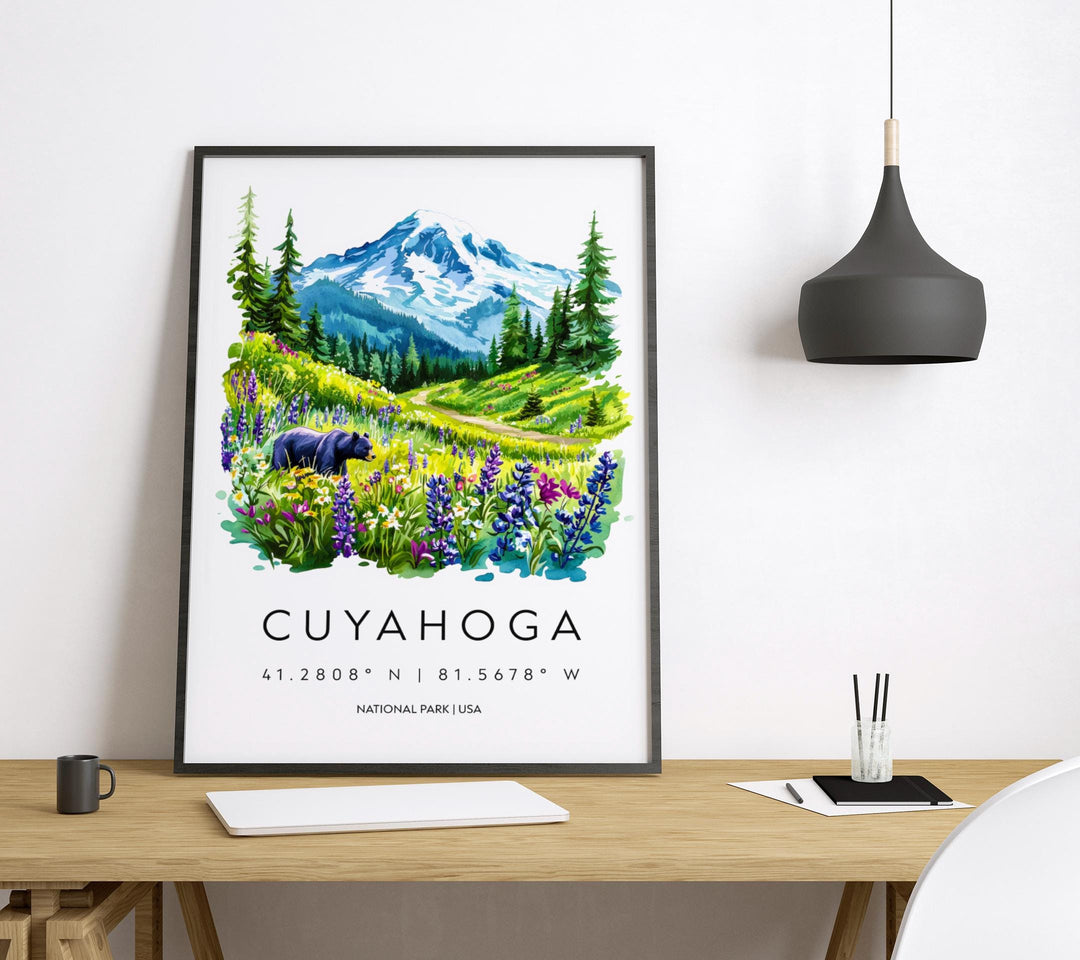 Cuyahoga Valley Watercolor Poster Cuyahoga Travel Print Ohio Wall Art National Park Decor Cuyahoga River Landscape Forest Scene Print