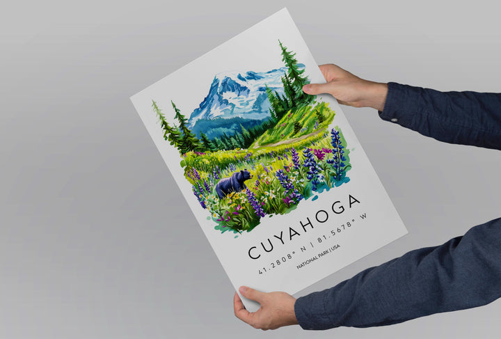 Cuyahoga Valley Watercolor Poster Cuyahoga Travel Print Ohio Wall Art National Park Decor Cuyahoga River Landscape Forest Scene Print