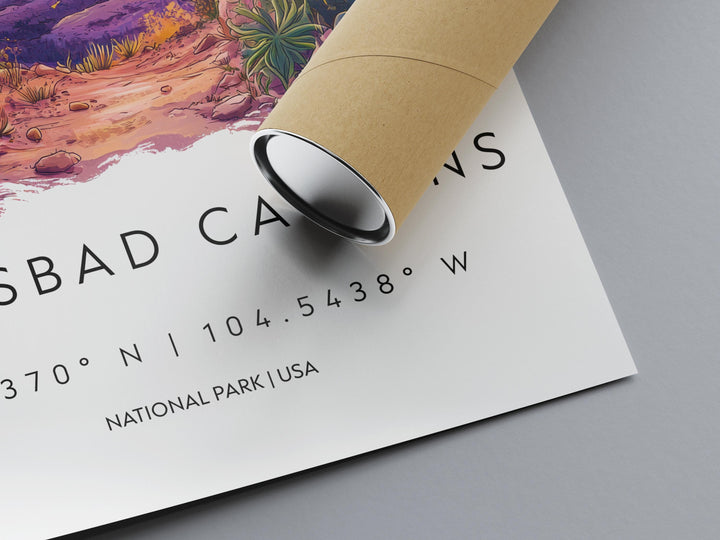 Carlsbad Caverns Watercolor Poster Carlsbad Travel Print New Mexico Wall Art Carlsbad Caverns Decor Cave Landscape Subterranean Scene