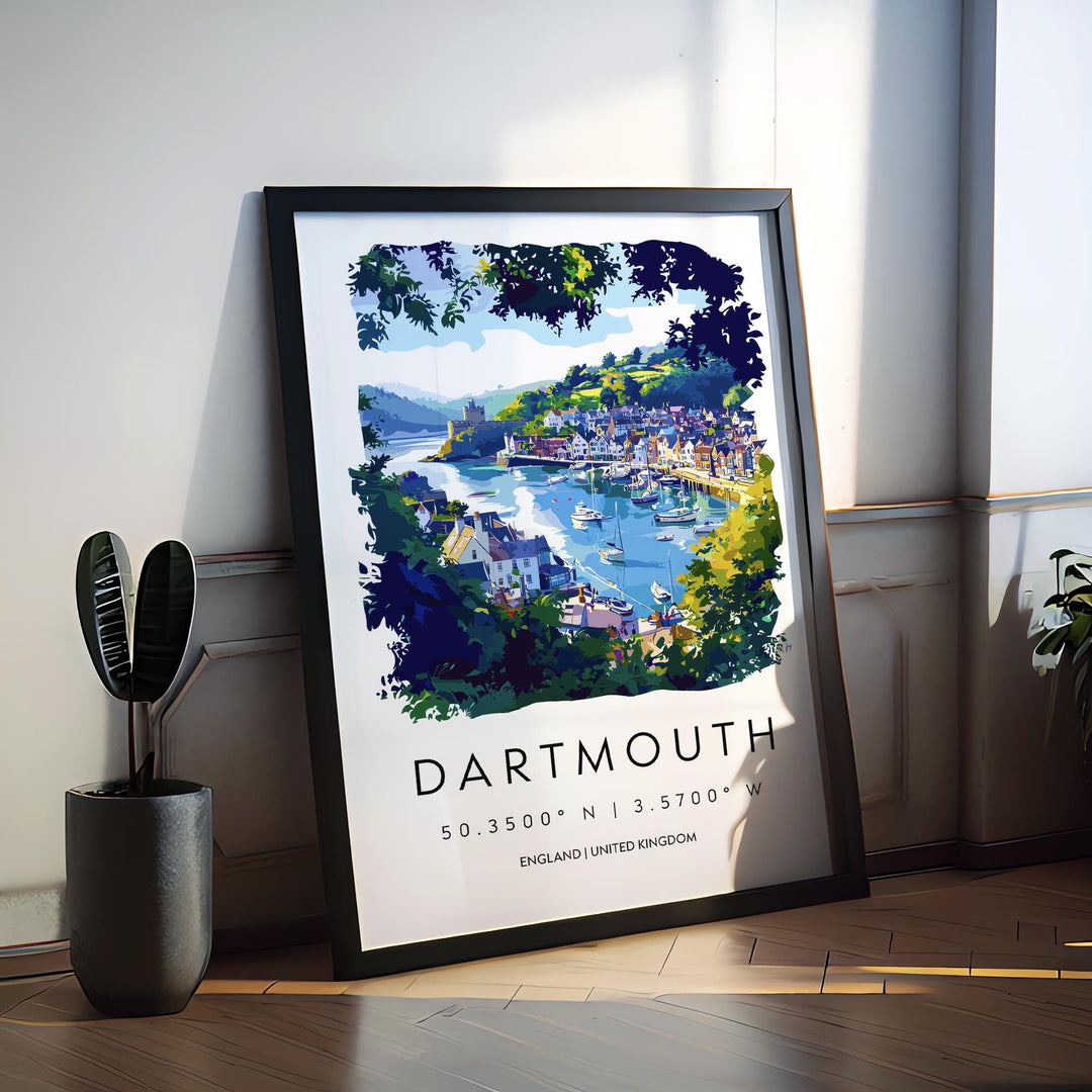 Dartmouth Watercolor Poster Dartmouth Devon Travel Print Wall Art Dartmouth Home Decor Dartmouth Gift Art Lovers UK Naval Town