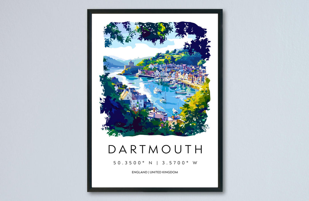 Dartmouth Watercolor Poster Dartmouth Devon Travel Print Wall Art Dartmouth Home Decor Dartmouth Gift Art Lovers UK Naval Town