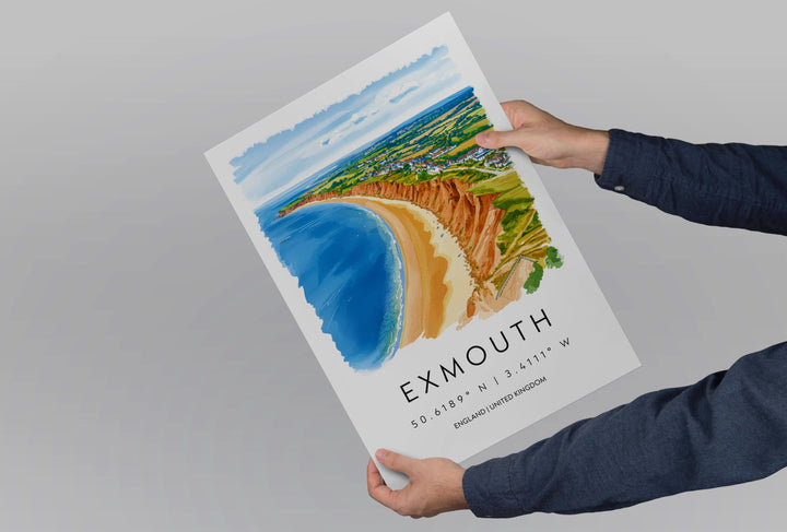 Exmouth Watercolor Poster Exmouth Devon Travel Print Wall Art Exmouth Home Decor Exmouth Gift Art Lovers UK Coastal Town