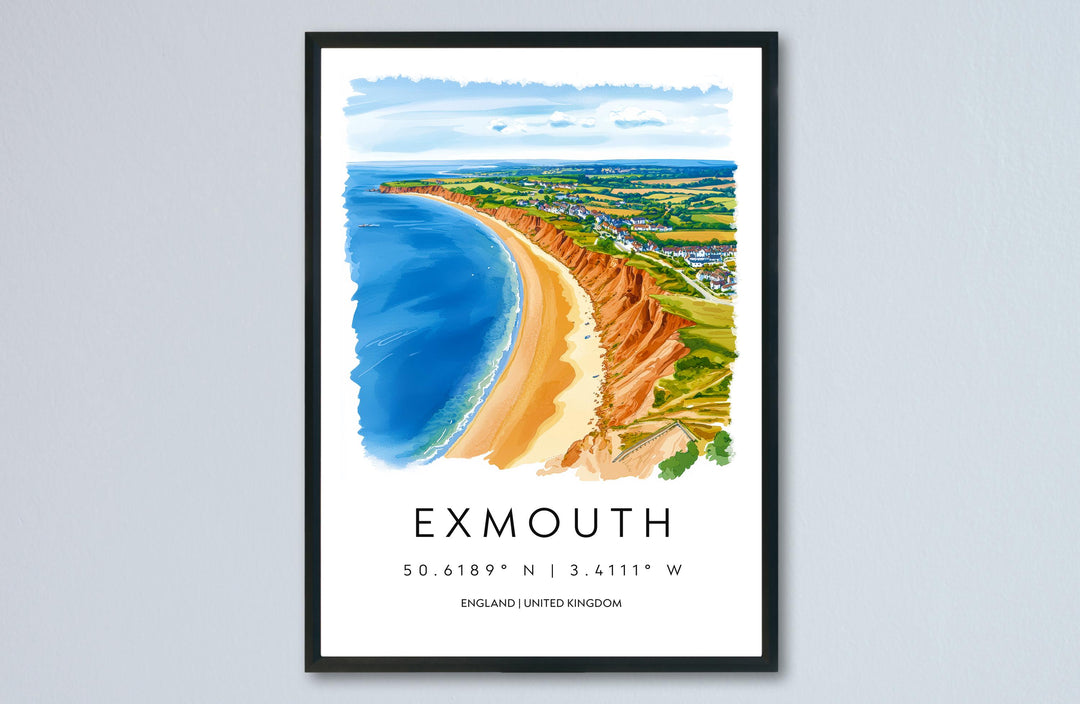 Exmouth Watercolor Poster Exmouth Devon Travel Print Wall Art Exmouth Home Decor Exmouth Gift Art Lovers UK Coastal Town