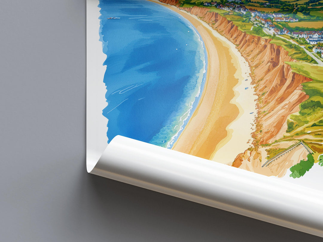 Exmouth Watercolor Poster Exmouth Devon Travel Print Wall Art Exmouth Home Decor Exmouth Gift Art Lovers UK Coastal Town