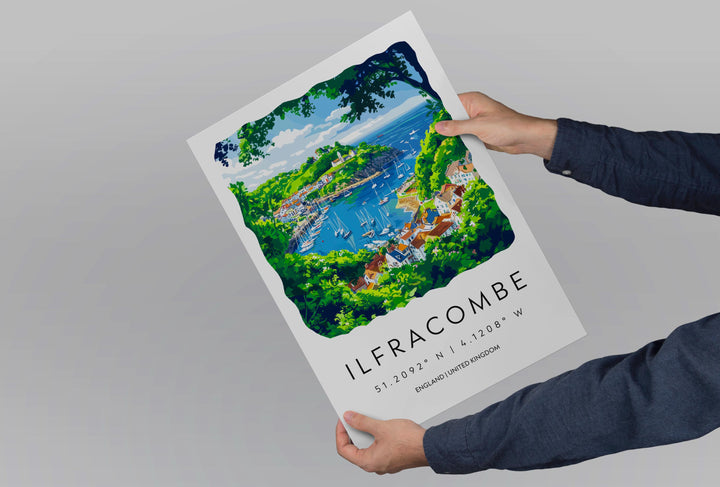 Ilfracombe Watercolor Poster Ilfracombe Devon Travel Print Wall Art Ilfracombe Home Decor Ilfracombe Gift Art Lovers UK Coastal Town