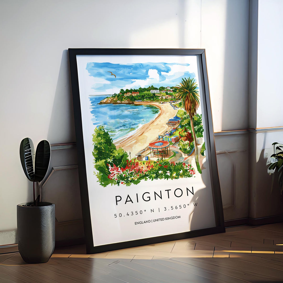 Paignton Watercolor Poster Paignton Devon Travel Print Wall Art Paignton Home Decor Paignton Gift Art Lovers UK Seaside Town