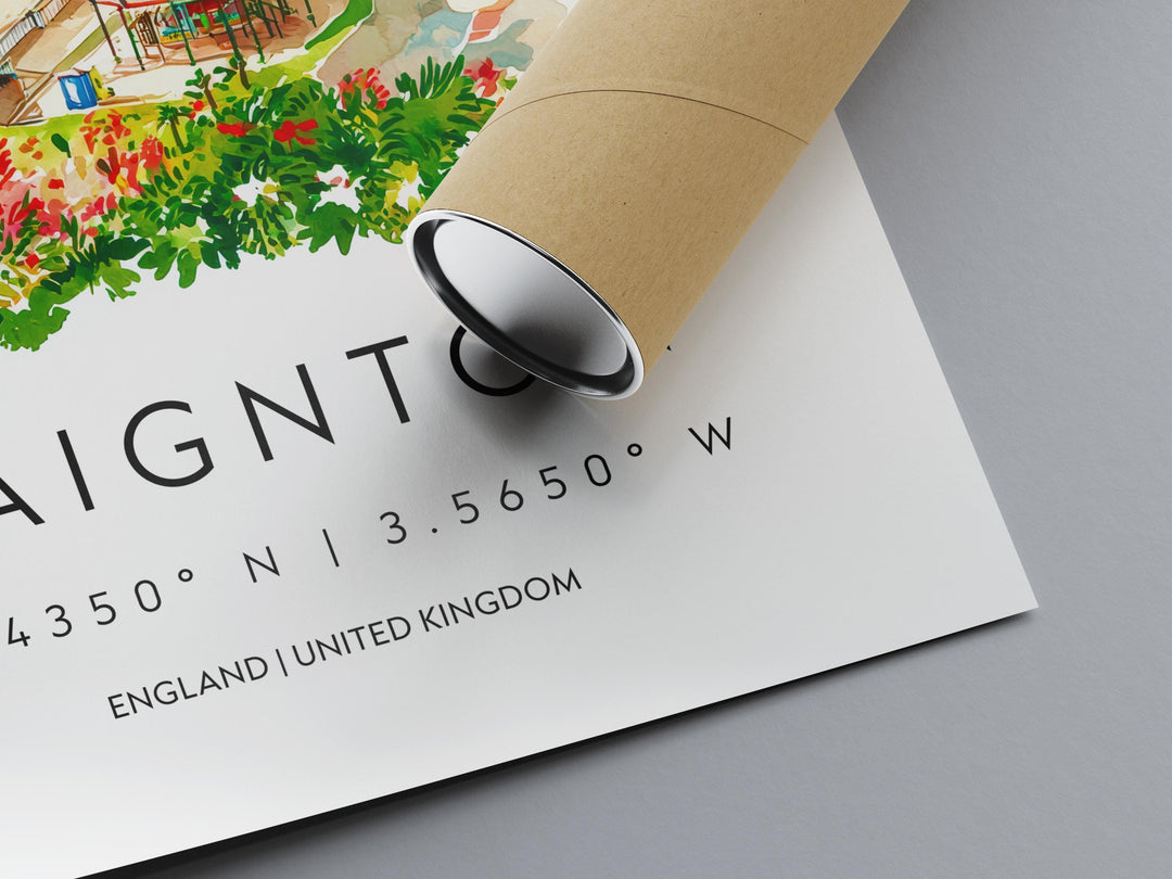 Paignton Watercolor Poster Paignton Devon Travel Print Wall Art Paignton Home Decor Paignton Gift Art Lovers UK Seaside Town