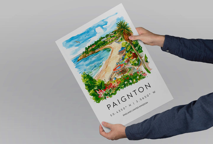 Paignton Watercolor Poster Paignton Devon Travel Print Wall Art Paignton Home Decor Paignton Gift Art Lovers UK Seaside Town