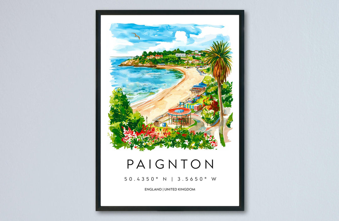 Paignton Watercolor Poster Paignton Devon Travel Print Wall Art Paignton Home Decor Paignton Gift Art Lovers UK Seaside Town