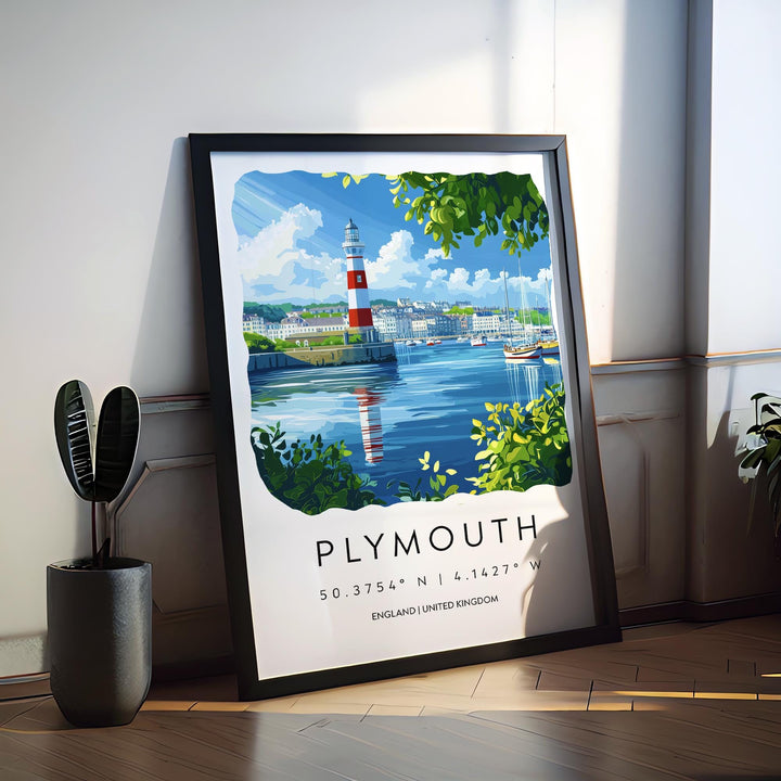 Plymouth Watercolor Poster Plymouth Devon Travel Print Wall Art Plymouth Home Decor Plymouth Gift Art Lovers UK Historic Port