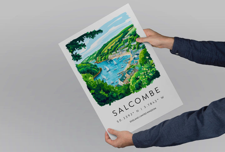 Salcombe Watercolor Poster Salcombe Devon Travel Print Wall Art Salcombe Home Decor Salcombe Gift Art Lovers UK Coastal Town