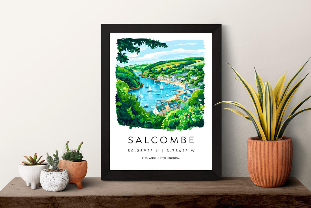 Salcombe Watercolor Poster Salcombe Devon Travel Print Wall Art Salcombe Home Decor Salcombe Gift Art Lovers UK Coastal Town