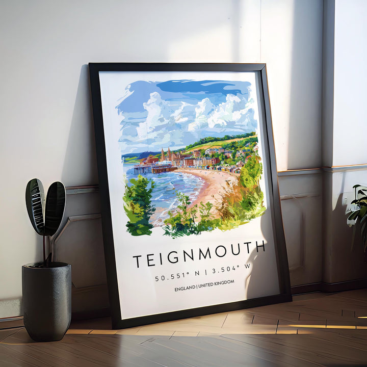 Teignmouth Watercolor Poster Teignmouth Devon Travel Print Wall Art Teignmouth Home Decor Teignmouth Gift Art Lovers UK Coastal Town