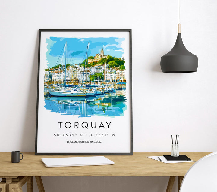 Torquay Watercolor Poster Torquay Devon Travel Print Wall Art Torquay Home Decor Torquay Gift Art Lovers UK English Riviera