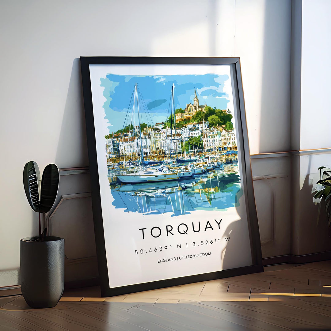 Torquay Watercolor Poster Torquay Devon Travel Print Wall Art Torquay Home Decor Torquay Gift Art Lovers UK English Riviera